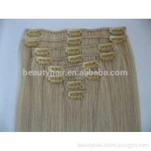 16"--24" Factory Wholesale Price Best Popular Blond Clip In Human Hair Extension